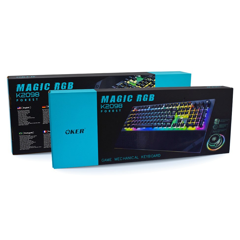 SALE OKER K2098 คีย์บอร์ดเกมมิ่ง Magic RGB(Forest) Mechanical Keyboard (Blue Switch) #คำค้นหาเพิ่มเติม คีย์บอร์ดเกมมิ่ง Keybord EGA RGB USB เข้าสายตัวเมีย DisplayPort
