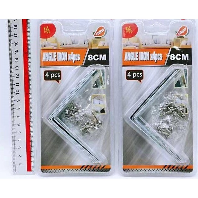 เหล็กฉาก+สกรู 8cm.แพ็ค4ชิ้น