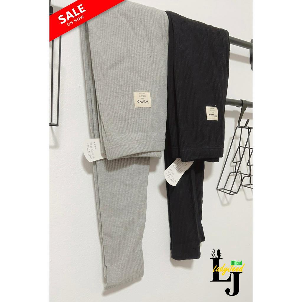 G23-YW/LBG กางเกงเลคกิ้งขายาว 2 สี (สีดำ,สีเทา) ผ้าคอตตอน+สแปนเด็กซ์ยืดได้ ขอบเอวยางยืด ผ้าดี งานเย็