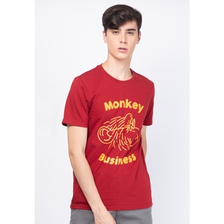 Skelly เสื้อยืดผู้ชายสีแดง Monkey Business Tee Red Dahlia Size S