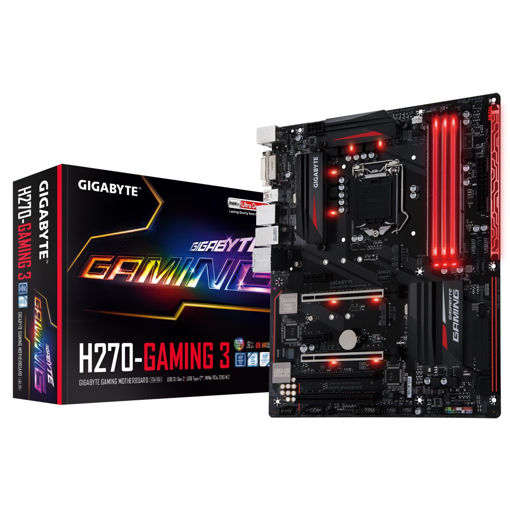 เมนบอร์ด1151 GA-H270-Gaming 3สำหรับcpu I3 I5 I7บอร์ดสวยราคาถูก มีกล่องอุปกรณ์ครบ