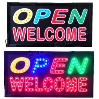 LED Sign OPEN WELCOME ป้ายไฟแอลอีดีสำหรับตกแต่ง 220V ป้ายตัวอักษร ป้ายไฟ ป้ายหน้าร้าน ใช้ประดับตกแต่ง