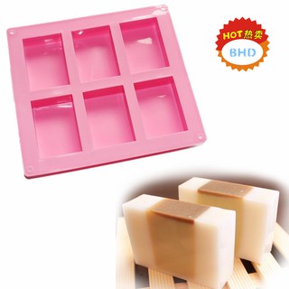 แม่พิมพ์ซิลิโคนสี่เหลี่ยมผืนผ้า 6 ช่อง 000592 สีสุ่มไม่สามารถเลือกสีได้