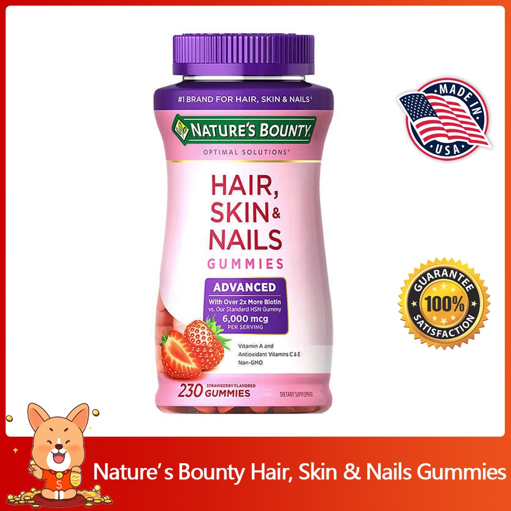 (Exp.08/2026)Nature's Bounty Hair, Skin and Nails Advanced 6000mcg 230 Gummies