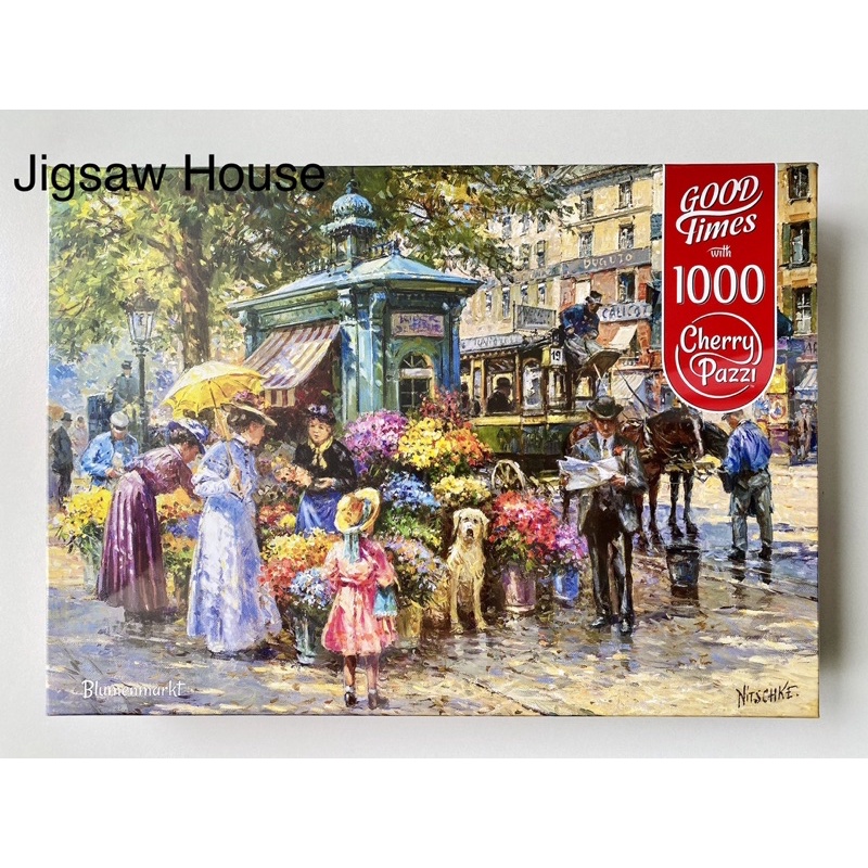 พร้อมส่ง-จิ๊กซอว์ ภาพวาดร้านดอกไม้สวยๆ🌹 Blumenmarkt แบรนด์ Cherry Pazzi jigsaw puzzle 1000 ชิ้น