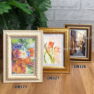 กรอบรูปลายทอง ขนาดภาพ 3x4" , 3.5x5" ,4x6”,5x7”,6x8”,A5 , 7x9" , B5 ราคาโรงงานพร้อมกระจกใส ขาตั้ง หูแขวนผนัง