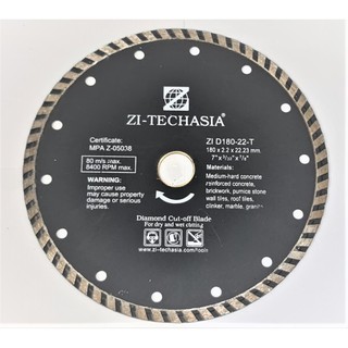 แผ่นตัดเพชร TURBO Zi-Techasia 7" ใบตัดเพชร Diamond cutting blades ขายดี จัดส่งฟรี ของแท้100%