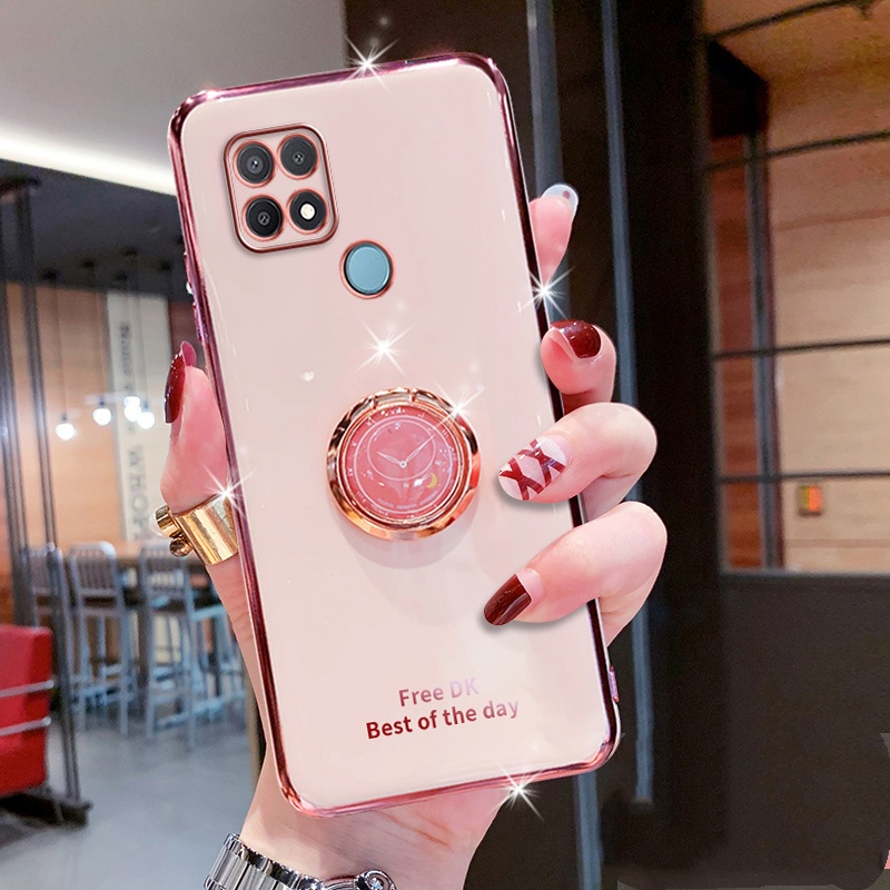 เคสโทรศัพท์สําหรับ OPPO A15 A15S A92 A52 A93 A54 A94 A5S A7 A12 F9 Reno 4F 5Fมือถือ ซิลิโคนนุ่ม พร้อมแหวนขาตั้ง สไตล์หรูหรา