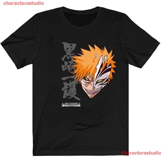 charactersstudio 2021 เสื้อยืดผ้าฝ้ายพิมพ์ลายการ์ตูน Bleach Anime Ichigo Kurosuki ท็อปส์สําหรับผู้ชาย sale