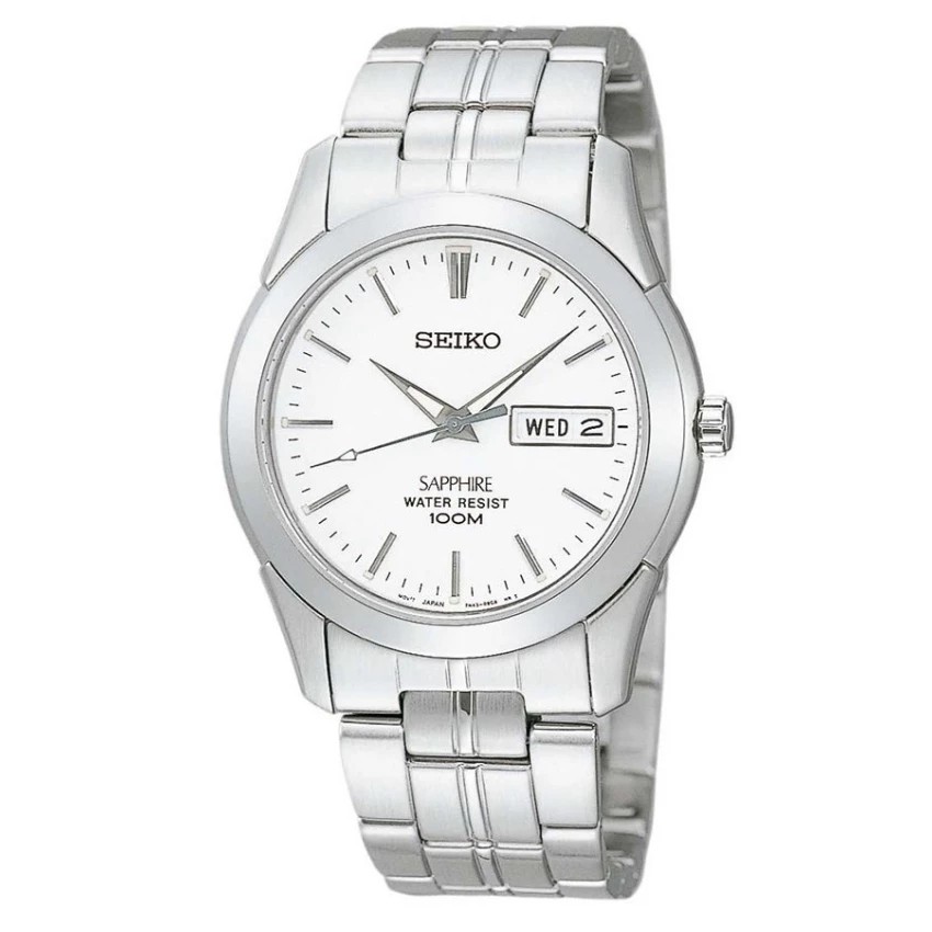 SEIKO นาฬิกาข้อมือผู้ชาย กระจกซัฟฟราย สายสแตนเลส รุ่น SGG713P1 - สีเงิน/สีขาว