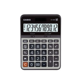 Casio Calculator เครื่องคิดเลข คาสิโอ รุ่น DX-120B แบบตั้งโต๊ะ หน้ากากโลหะ 12 หลัก สีเงิน