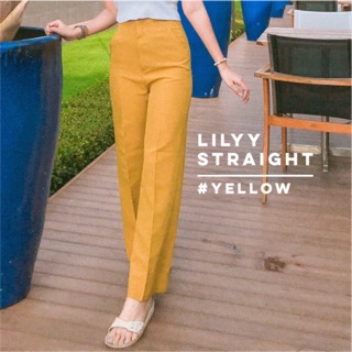 Lilyy Straight #Yellow กางเกงขายาวเอวสูงทรงขากระบอกใหญ่ตรง