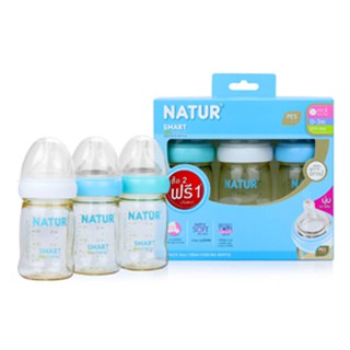 Natur ขวดนมสีชา PES 4oz แพ็ค2แถม1