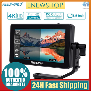 【enew】FEELWORLD F6 Plus 5.5 Inch On-Camera Field Monitor Kit 3D LUT Video Assist with Sunshade Tilt Arm Support 4K HD Input &amp; Output 1920*1080 Pixels HD IPS Touchscreen for    DSLR Camera Camcorder for DJI Zhiyun Feiyu G