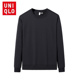 Uniqlo เสื้อกันหนาว แขนยาว ผ้าฝ้ายแท้ ทรงหลวม พลัสไซซ์ สําหรับผู้ชาย และผู้หญิง