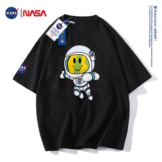 เสื้อยืดแขนสั้น ผ้าฝ้าย ทรงหลวม ลายนักบินอวกาศ NASA GISS แฟชั่นฤดูร้อน สําหรับผู้ชาย และผู้หญิงสไตล์ดารา