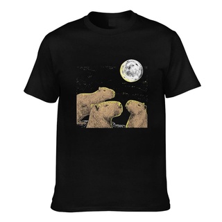 คาปิบาร่า เสื้อยืดลําลอง ผ้าฝ้าย 100 แขนสั้น คอกลม พิมพ์ลาย Three Moon Capybaras Sloth Ferret Loers D สําหรับผู้ชาย