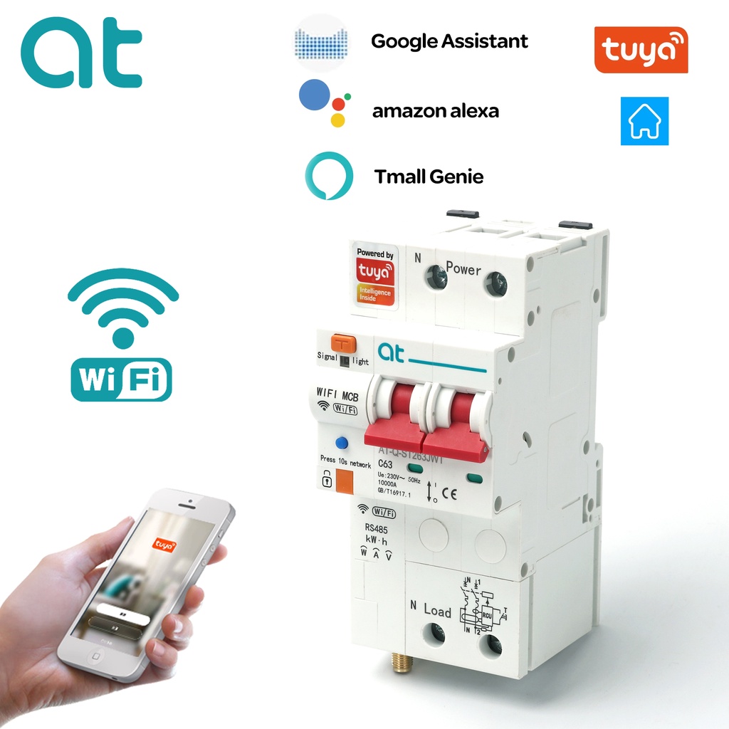 TUYA Smart WIFI Metering Circuit Breaker Switch Leakage Protection Power Energy Consumption kWh Mete