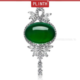 PLINTH 925 จี้เงินสตั๊ดมรกตธรรมชาติโมราสีเขียวโมราหยกกลุ่ม822