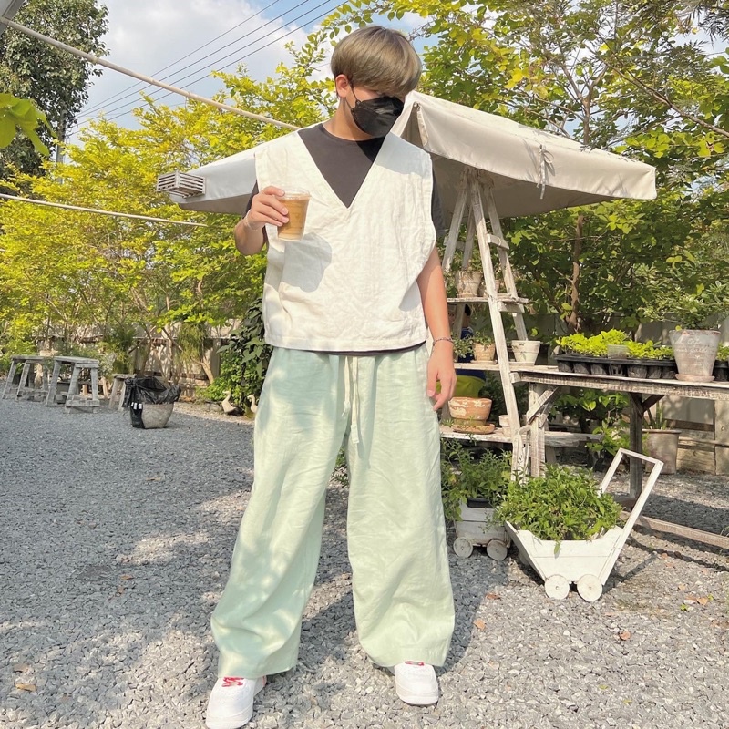 fitment กางเกงโอเวอร์ไซส์ สีมิ้นท์