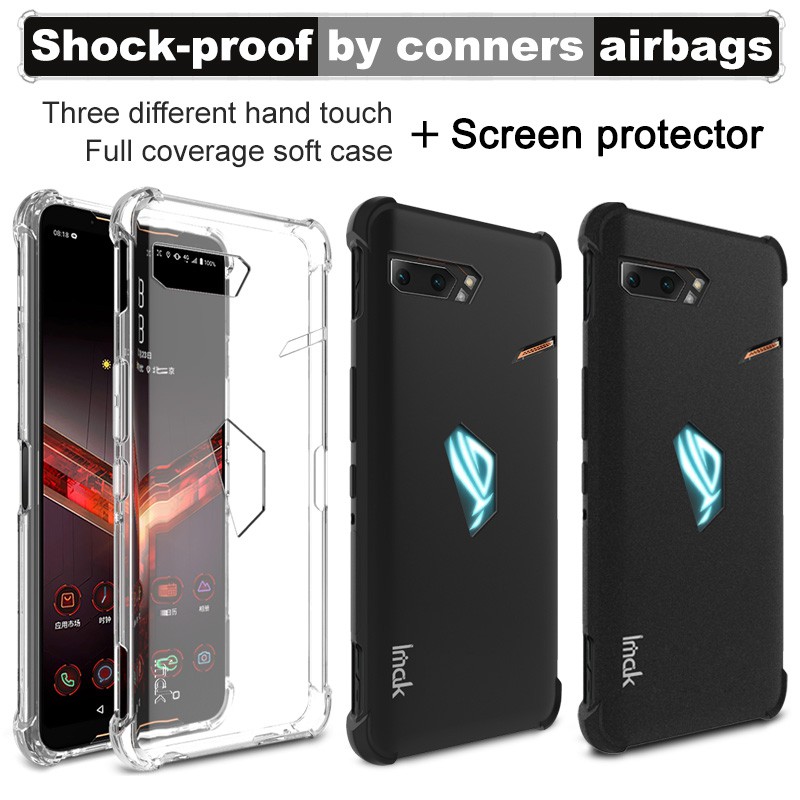 IMAK Soft Case Asus ROG phone 2 / ZS660KL กันกระแทกถุงลมนิรภัยหลังปก protection Case + TPU ฟิล์ม