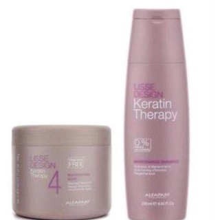 Alfaparf Lisse Design Keratin Rehydrating mask 500g.+ Mentenance Shampoo 250ml. (มาส์คเคราตินเข้มข้น + แชมพูผสมเคราติน)