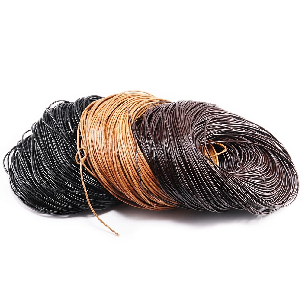 ST.KUNKKA 2-5M เชือกหนังวัวแท้ สำหรับทำเครื่องประดับ ขนาด 1- 6 มม. 3 สีสายเชือกหนังวัว ทรงกลม ขนาด