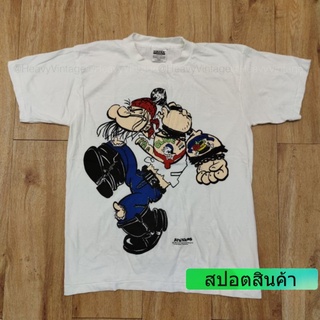 ROUND คอลูกเรือPOPEYE CARTOON MOVIE เสื้อลายการ์ตูน เสื้อลายหนัง เสื้อลายวง เสื้อทัวร์-4XL