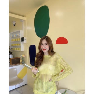 On da Beach Top เสื้อคลุมไหมพรม ผ้าknit ซีทรูทรงOversize