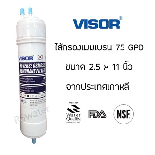 ไส้กรองน้ำ อินไลน์ อาร์โอเมมเบรน Visor ขนาด 11 นิ้ว 75 แกลลอนต่อวัน Inline RO membrane 75 GPD