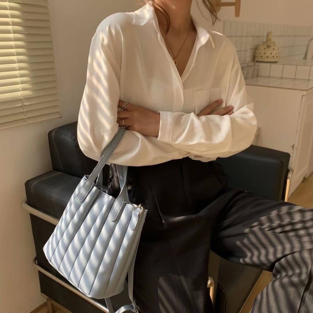 Korean Style Pleat Bag กระเป๋าพลีท กระเป๋าหนัง PU กระเป๋าสะพายข้าง