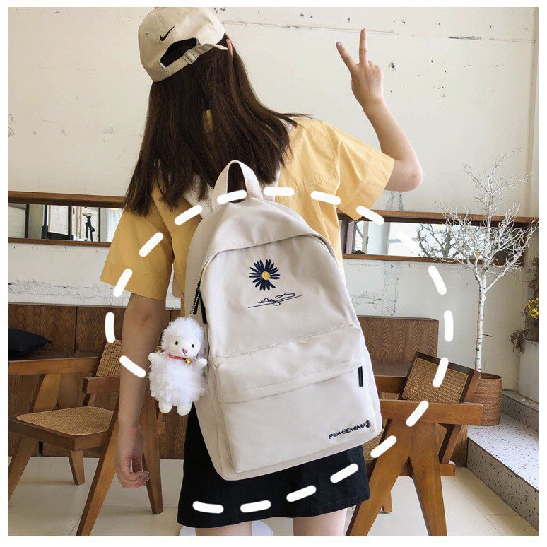 กระเป๋าเป้สะพายหลังพิมพ์ลายPEACEMINUSONE ดอกไม้ สีสวย น่ารัก ขนาด: 45 * 32 * 15 ซม