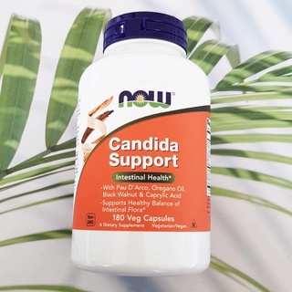 ยีสต์แคนดิดา Candida Support 180 Veg Capsules (Now Foods®) With Pau DArco, Oregano Oil, Black Walnut &amp; Caprylic Acid