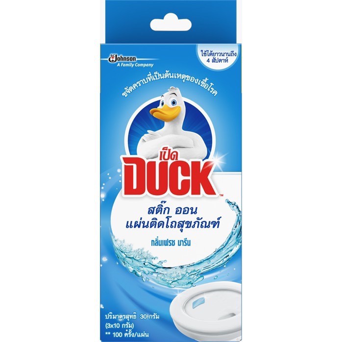 เป็ดสติ๊กออน DUCK Toilet bowl cleaner เฟรช 1x3 30 กรัม ขจัดคราบ ปราศจาก