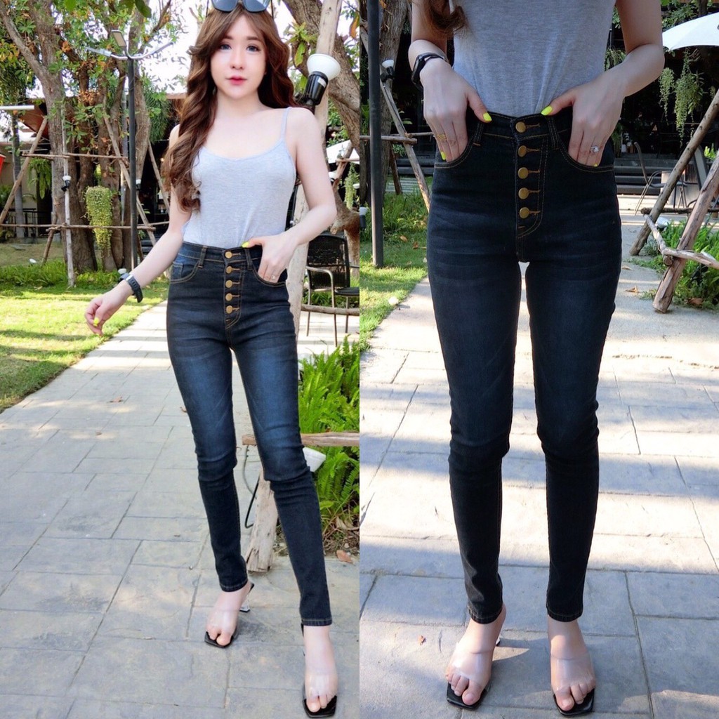 Cc jeans 093 กางเกงยีนส์ผู้หญิง ทรงเดฟ 5กระดุม เอวสูง