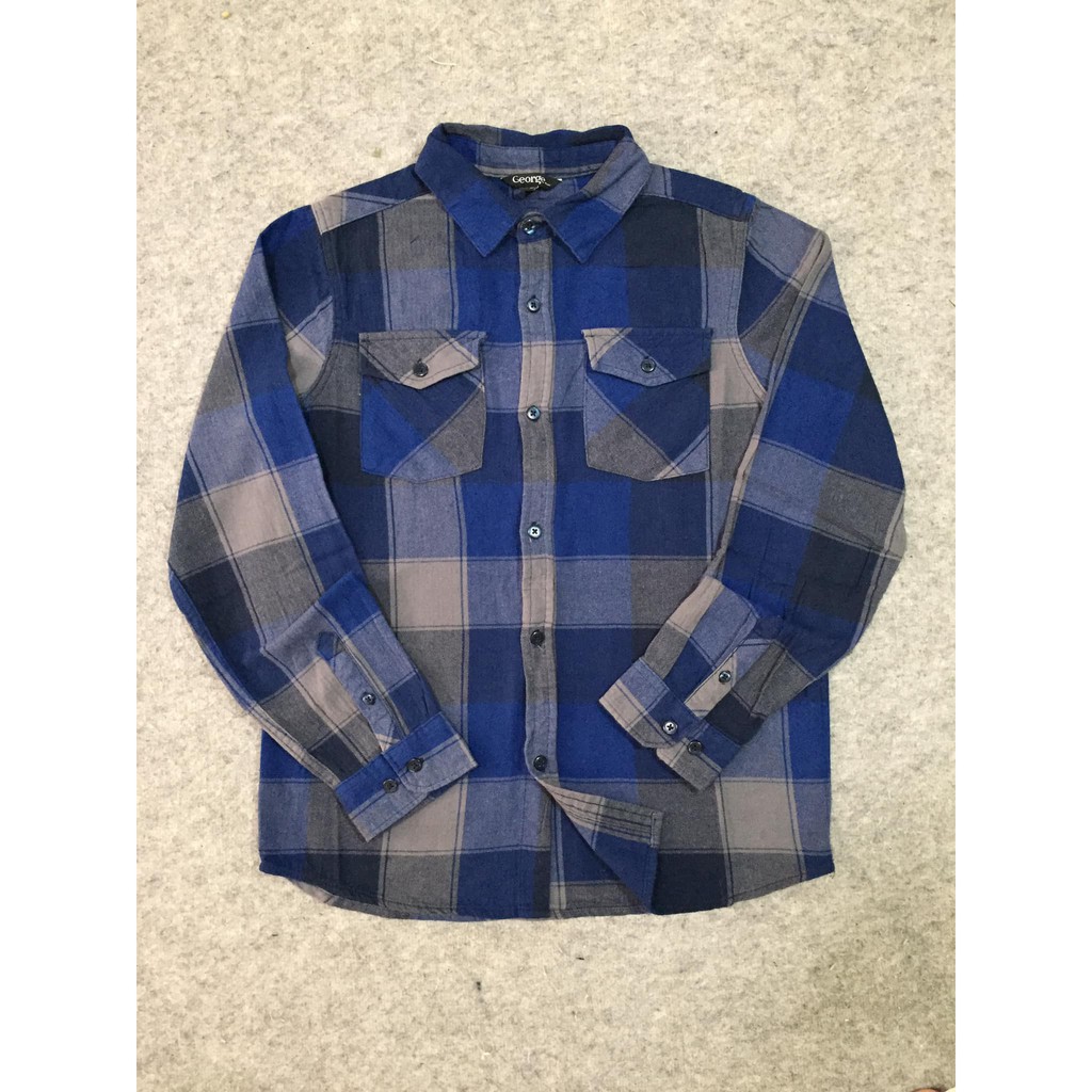 เสื้อลายสก๊อตชาย มือสอง รหัส A02 รอบอก 36 นิ้ว