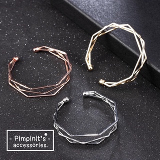 🇹🇭 พร้อมส่ง : กำไลข้อมือปรับขนาดได้เซ็ทพันเกลียวสามชั้น | Twist Bangle Three Layer Adjustable Bracelet.