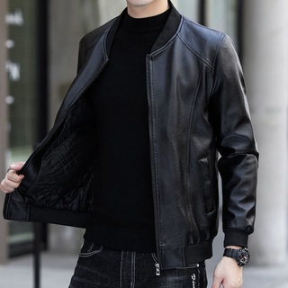 Men Clothes Jacket  New Autumn And Winter Short Leather Casual Warm Leather Jacket