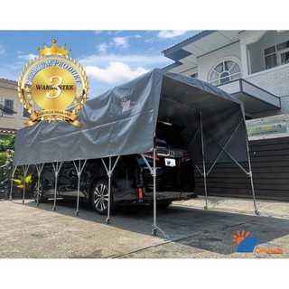 โรงจอดรถสำเร็จรูปพับเก็บได้ เต็นท์จอรถ CARSBRELLA รุ่น SUNSHINE A โครงสร้างโรงจอดรถสามารถ  ยืด หด และ พับ เก็บได้