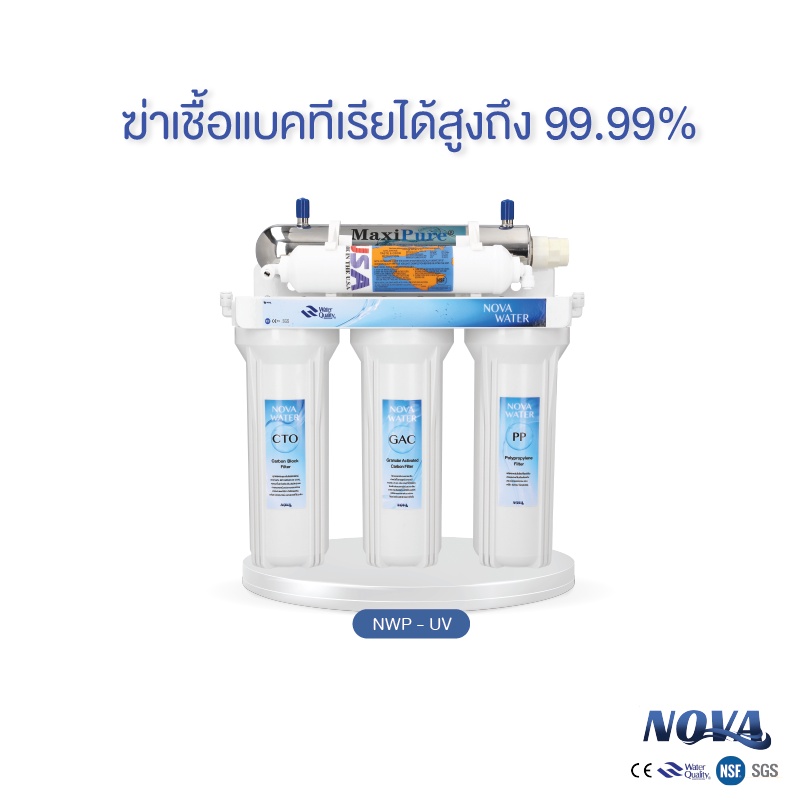 เครื่องกรองน้ำ Novawater 5 ขั้นตอน รุ่น NWP-UV ฆ่าเชื้อโรค 99.99%