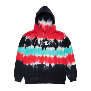 SLUM LTD - RIPNDIP Rubber Logo Hoodie Red / Black Tie Dye