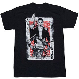 เสื้อยืดวินเทจMen T Shirt ผู้ชายเสื้อยืด ทีมฆ่าตัวตาย Joker Harley Quinn Card ชายเสื้อยืดS-3XL