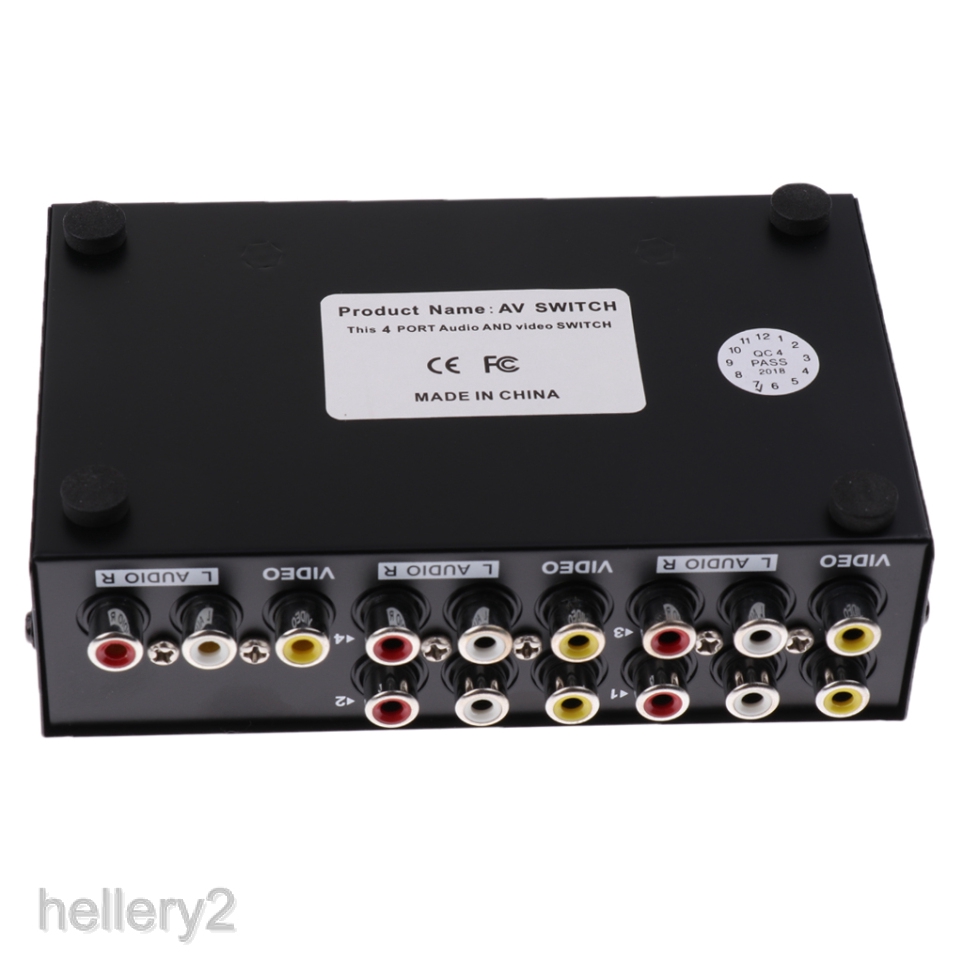 4 Way AV Switch RCA Switcher 4 in 1out Composite Video L / R Audio ...