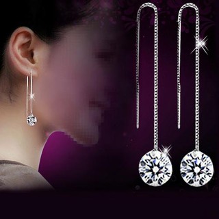 * Ibn Women Cubic Zirconia ตุ้มหูเงินประดับตุ้มหูยาว