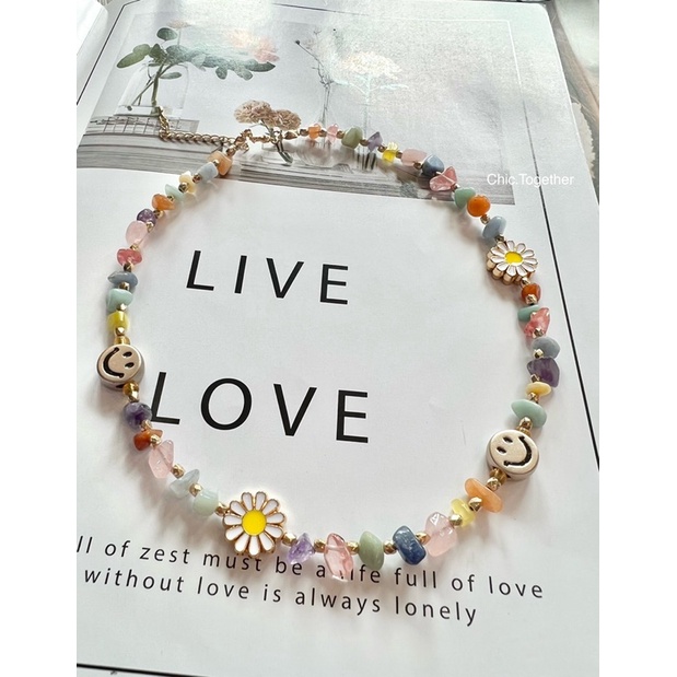 สร้อยคอ และ ข้อมือ ลายหินคละสีพาสเทลหวาน ๆ ใส่ชาร์ม เดซี่&smiley