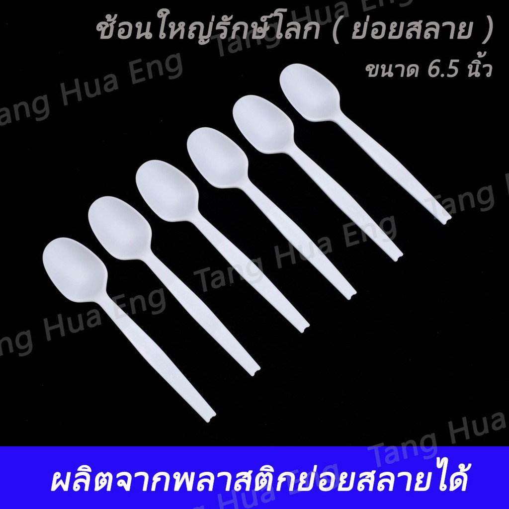 ช้อนใหญ่รักษ์โลก ( ย่อยสลาย ) BIO MAT ขนาด 6.5 นิ้ว ( 80 ชิ้น )