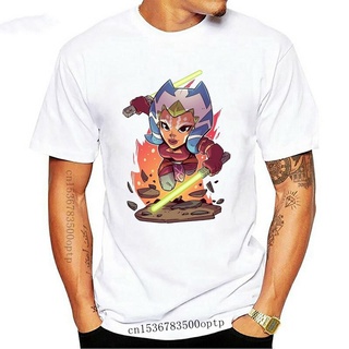 ผ้าฝ้ายคอกลมเสื้อยืด พิมพ์ลายการ์ตูน Ahsoka Tano Superheros Comic Chibi สีขาว สําหรับผู้ชาย Sx06 355396from S-4XL