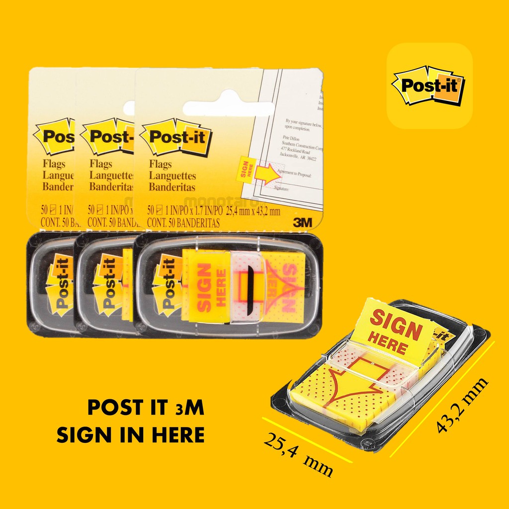 POST IT SIGN IN HERE 3M / POST IT FOR SIGNATURE / STICKY NOTES / MEMO / STATIONERY