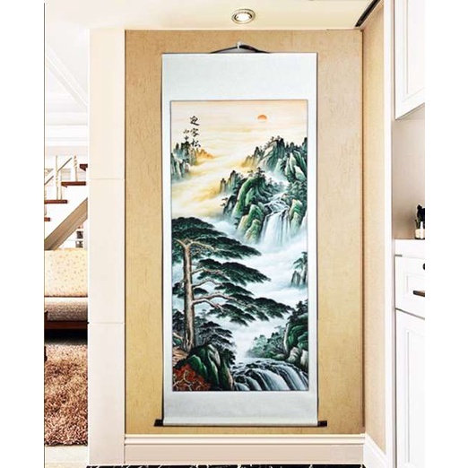 ภาพวาดแบบแขวน ม้วนน้ําไหลความมั่งคั่งธรรมชาติ 168x68 ซม. LG074