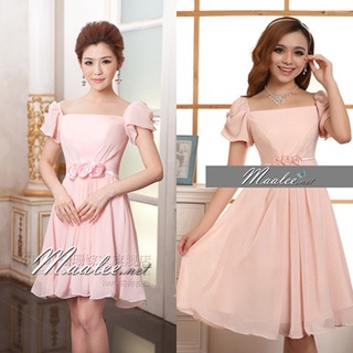 #พร้อมส่ง ชุดราตรีสั้น แขนตุ๊กตา ผ้าชีฟอง น่ารักมาก